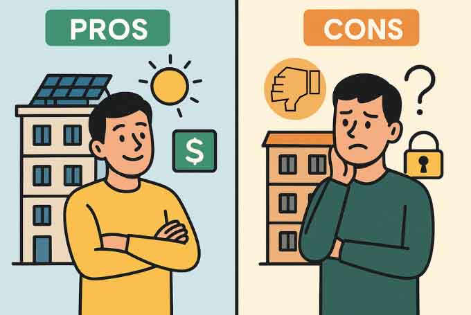 Side-by-side comparison of the benefits and limitations of installing solar panels in Karachi apartments
