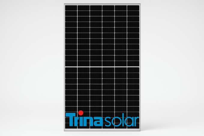 Trina Solar panel with monocrystalline cells and branded logo – ideal for residential rooftop installations in Karachi, 2025.