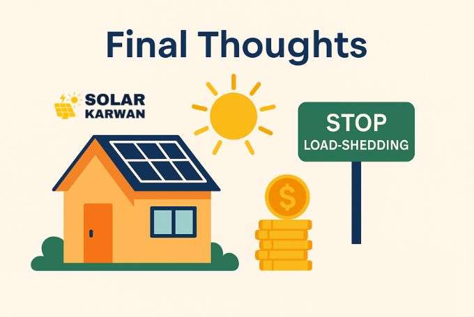 Illustration showing solar panel, bright sun, and golden dollar coins symbolizing savings — with heading “Average Solar Cost and Savings” in a clean, minimal design. At bottom right is Solar Karwan's icon. In the center is Solar Karwan's icon.